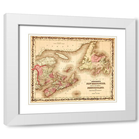 New Brunswick and Newfoundland 1862 White Modern Wood Framed Art Print with Double Matting by Vintage Maps