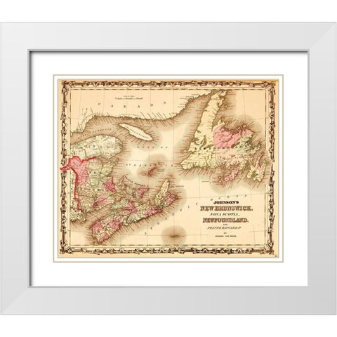 New Brunswick and Newfoundland 1862 White Modern Wood Framed Art Print with Double Matting by Vintage Maps