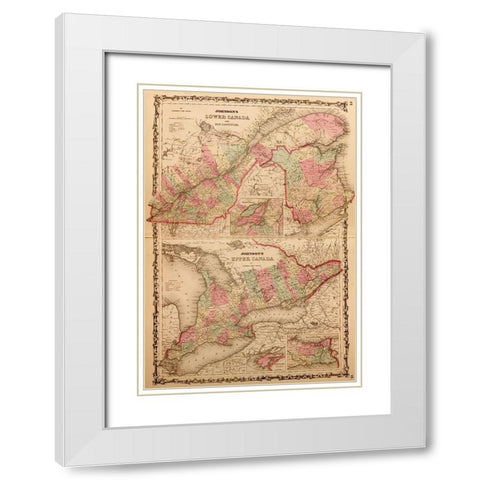 Lower Canada and New Brunswick 1862 White Modern Wood Framed Art Print with Double Matting by Vintage Maps