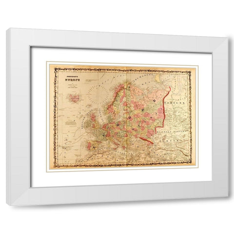 Europe 1862 White Modern Wood Framed Art Print with Double Matting by Vintage Maps