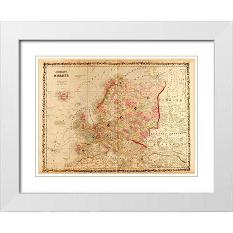 Europe 1862 White Modern Wood Framed Art Print with Double Matting by Vintage Maps