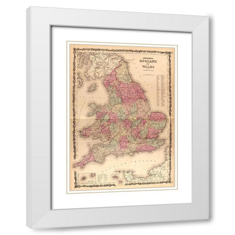England and Wales 1862 White Modern Wood Framed Art Print with Double Matting by Vintage Maps
