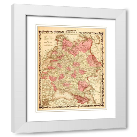Russia 1862 White Modern Wood Framed Art Print with Double Matting by Vintage Maps