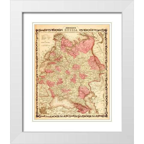 Russia 1862 White Modern Wood Framed Art Print with Double Matting by Vintage Maps