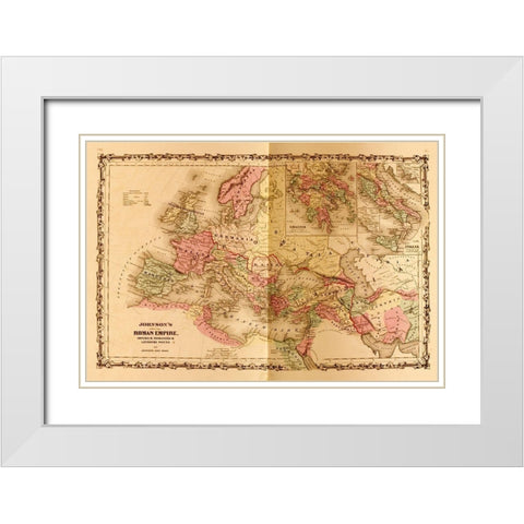 Roman Empire White Modern Wood Framed Art Print with Double Matting by Vintage Maps