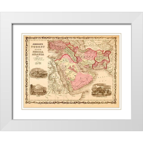 Middle East Turkey Persia and Arabia 1862 White Modern Wood Framed Art Print with Double Matting by Vintage Maps