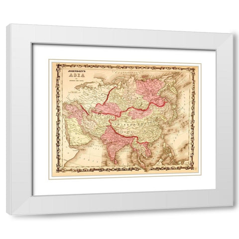 Asia 1862 White Modern Wood Framed Art Print with Double Matting by Vintage Maps