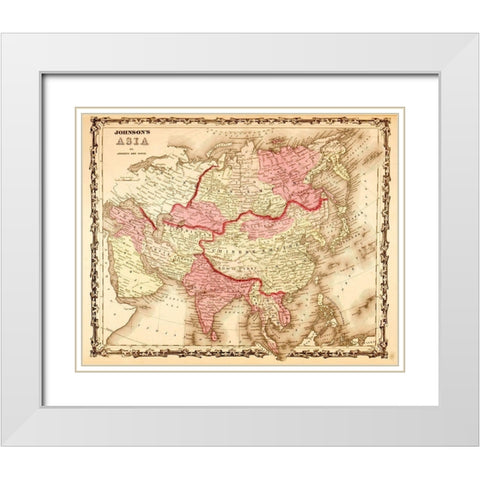 Asia 1862 White Modern Wood Framed Art Print with Double Matting by Vintage Maps