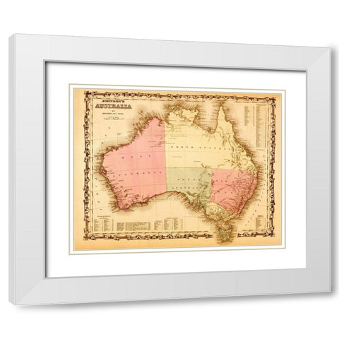 Australia 1862 White Modern Wood Framed Art Print with Double Matting by Vintage Maps