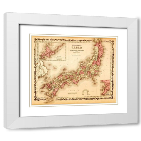 Japan 1862 White Modern Wood Framed Art Print with Double Matting by Vintage Maps