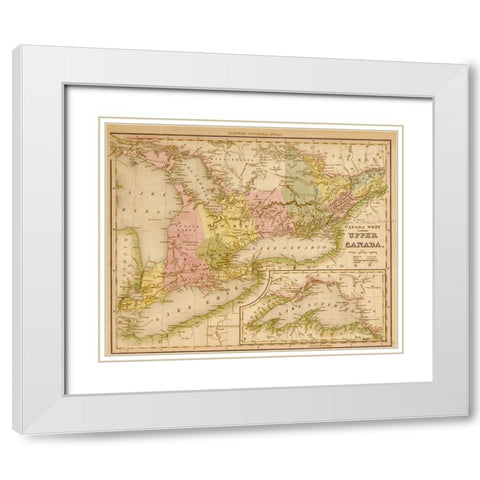 Upper Canada 1844 White Modern Wood Framed Art Print with Double Matting by Vintage Maps