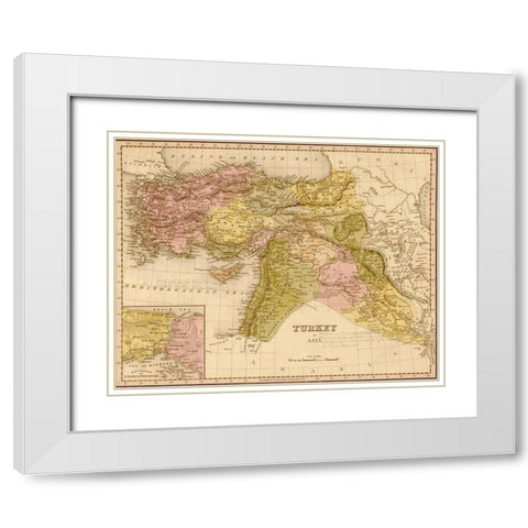 Turkey 1844 White Modern Wood Framed Art Print with Double Matting by Vintage Maps