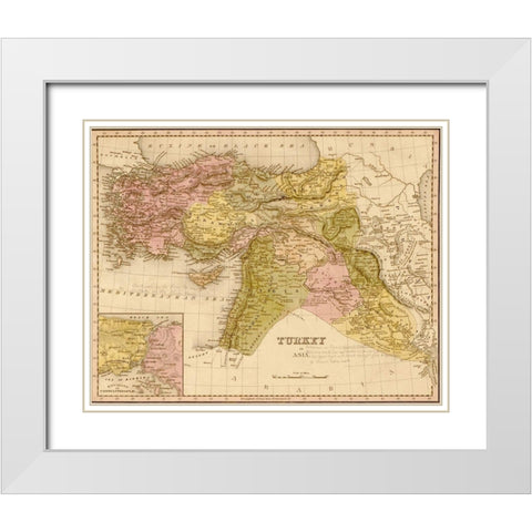 Turkey 1844 White Modern Wood Framed Art Print with Double Matting by Vintage Maps