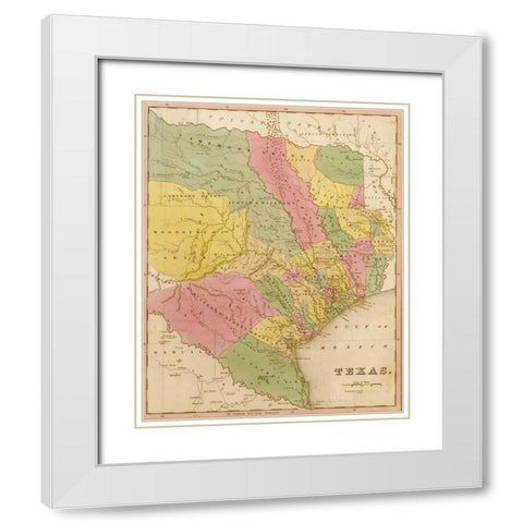 Texas 1844 White Modern Wood Framed Art Print with Double Matting by Vintage Maps