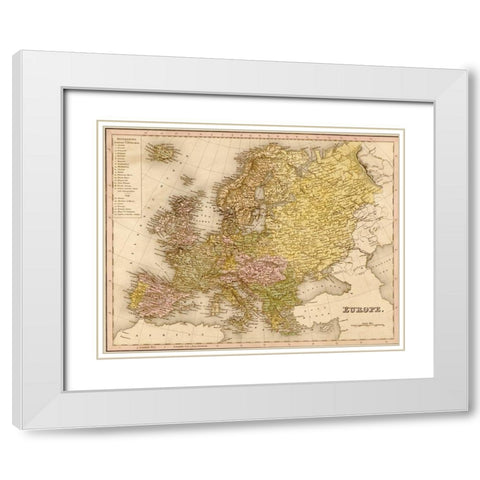Europe 1844 White Modern Wood Framed Art Print with Double Matting by Vintage Maps