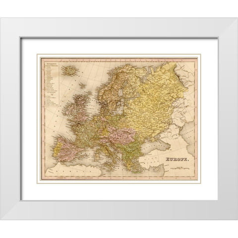 Europe 1844 White Modern Wood Framed Art Print with Double Matting by Vintage Maps