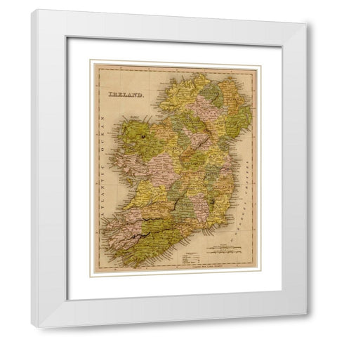 Ireland 1844 White Modern Wood Framed Art Print with Double Matting by Vintage Maps