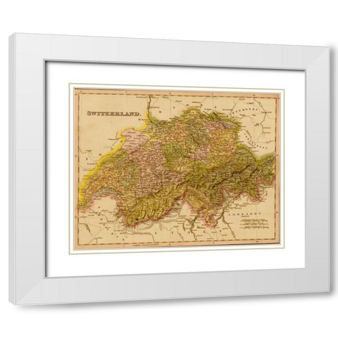 Switzerland 1844 White Modern Wood Framed Art Print with Double Matting by Vintage Maps