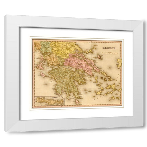 Greece 1844 White Modern Wood Framed Art Print with Double Matting by Vintage Maps