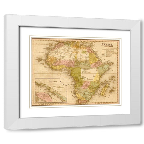 Africa 1844 White Modern Wood Framed Art Print with Double Matting by Vintage Maps