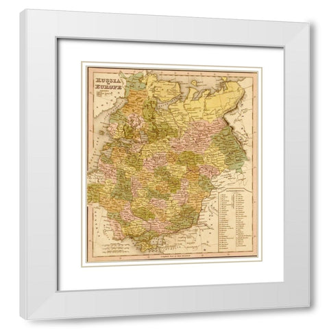 European Russia 1844 White Modern Wood Framed Art Print with Double Matting by Vintage Maps