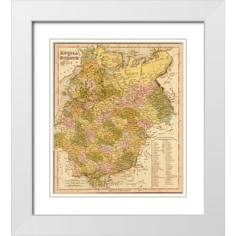 European Russia 1844 White Modern Wood Framed Art Print with Double Matting by Vintage Maps