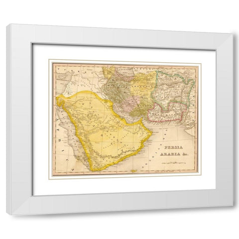 Persia and Arabia 1844 White Modern Wood Framed Art Print with Double Matting by Vintage Maps