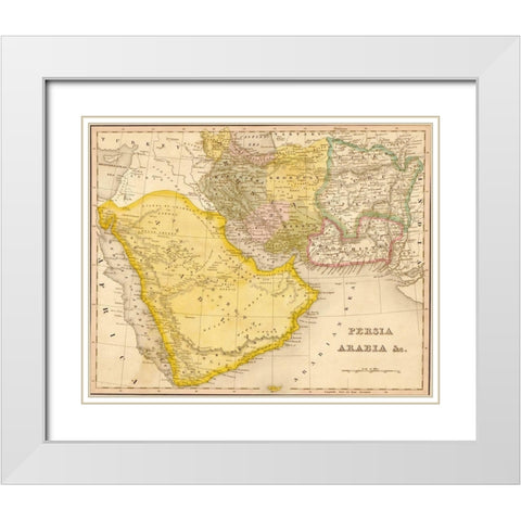 Persia and Arabia 1844 White Modern Wood Framed Art Print with Double Matting by Vintage Maps