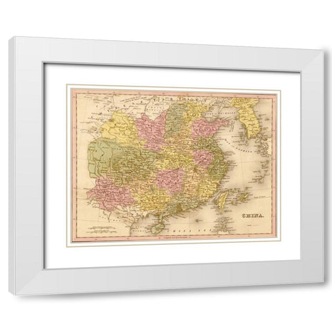 China 1844 White Modern Wood Framed Art Print with Double Matting by Vintage Maps