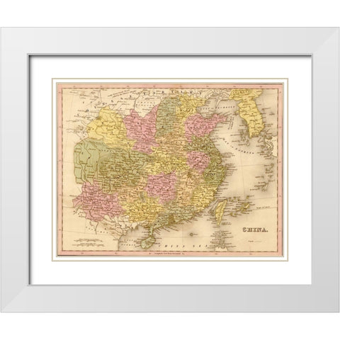 China 1844 White Modern Wood Framed Art Print with Double Matting by Vintage Maps