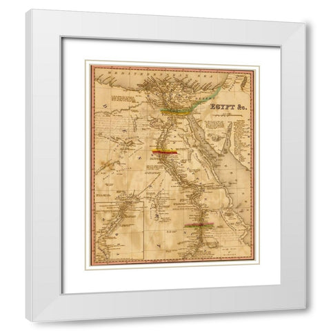 Egypt 1844 White Modern Wood Framed Art Print with Double Matting by Vintage Maps