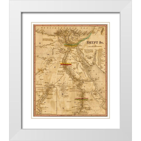 Egypt 1844 White Modern Wood Framed Art Print with Double Matting by Vintage Maps