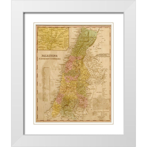 Palestine 1844 White Modern Wood Framed Art Print with Double Matting by Vintage Maps
