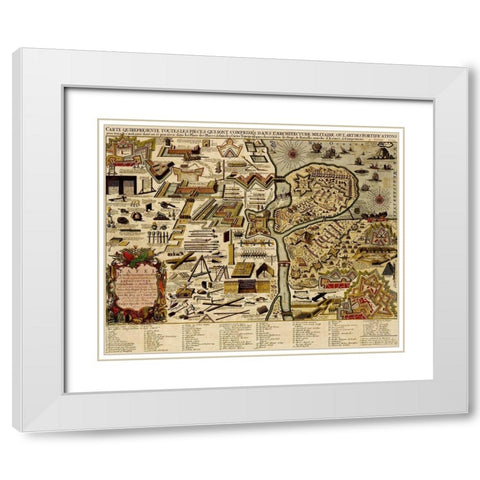 Holland, Chart of Military armaments in Defense of Utrecht 1700 White Modern Wood Framed Art Print with Double Matting by Vintage Maps