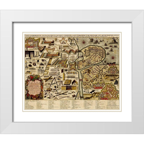 Holland, Chart of Military armaments in Defense of Utrecht 1700 White Modern Wood Framed Art Print with Double Matting by Vintage Maps