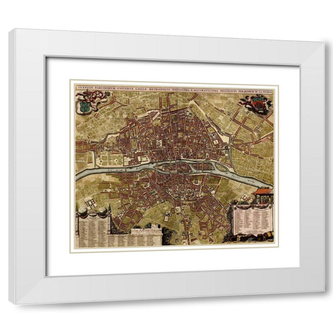 City Plan Paris 1700 White Modern Wood Framed Art Print with Double Matting by Vintage Maps