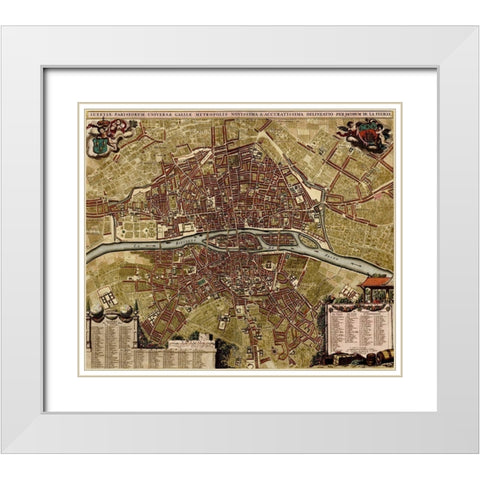 City Plan Paris 1700 White Modern Wood Framed Art Print with Double Matting by Vintage Maps