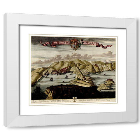 Nice on the Mediterranean 1700 White Modern Wood Framed Art Print with Double Matting by Vintage Maps