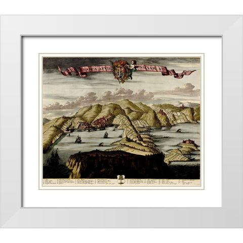 Nice on the Mediterranean 1700 White Modern Wood Framed Art Print with Double Matting by Vintage Maps