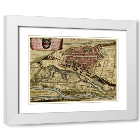 City of Cuneo 1700 White Modern Wood Framed Art Print with Double Matting by Vintage Maps