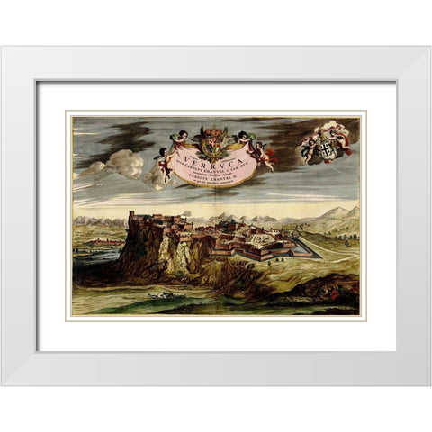 Verucca 1700 White Modern Wood Framed Art Print with Double Matting by Vintage Maps