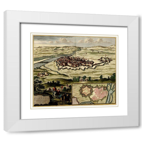 Casal on the Po River 1700 White Modern Wood Framed Art Print with Double Matting by Vintage Maps
