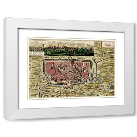 Trevise in the Italian Po Valley 1700 White Modern Wood Framed Art Print with Double Matting by Vintage Maps