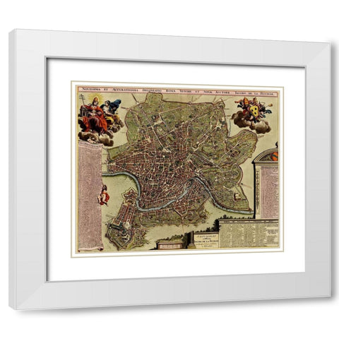 Rome on the Tiber and The Vatican 1700 White Modern Wood Framed Art Print with Double Matting by Vintage Maps