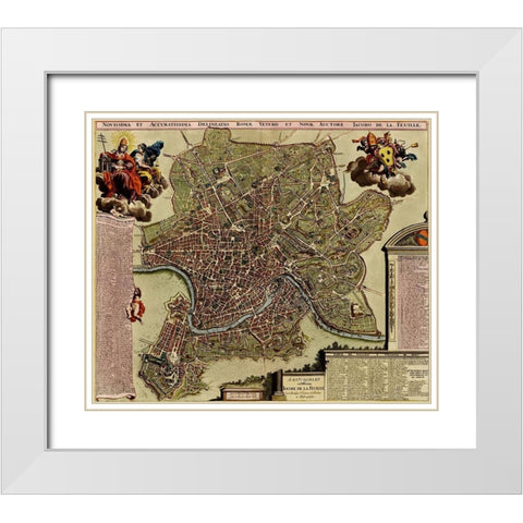 Rome on the Tiber and The Vatican 1700 White Modern Wood Framed Art Print with Double Matting by Vintage Maps