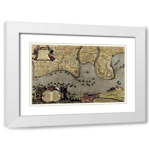 Straits of Cadiz Gibraltar 1700 White Modern Wood Framed Art Print with Double Matting by Vintage Maps