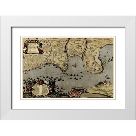 Straits of Cadiz Gibraltar 1700 White Modern Wood Framed Art Print with Double Matting by Vintage Maps