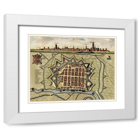 Vauban Defenses on the Narva Estonia 1700 White Modern Wood Framed Art Print with Double Matting by Vintage Maps