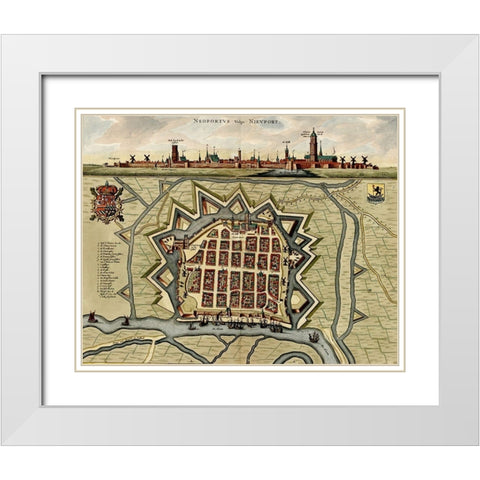 Vauban Defenses on the Narva Estonia 1700 White Modern Wood Framed Art Print with Double Matting by Vintage Maps
