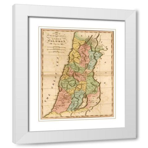 Ancient Israel and the tribes of the Hebrews White Modern Wood Framed Art Print with Double Matting by Vintage Maps